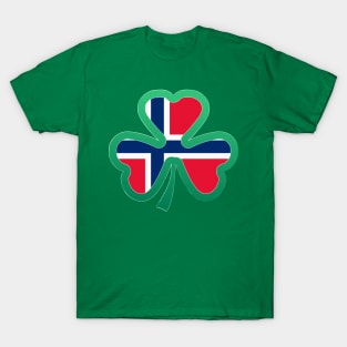 Norwegian Flag for st patricks day, Irish Shamrock T-Shirt